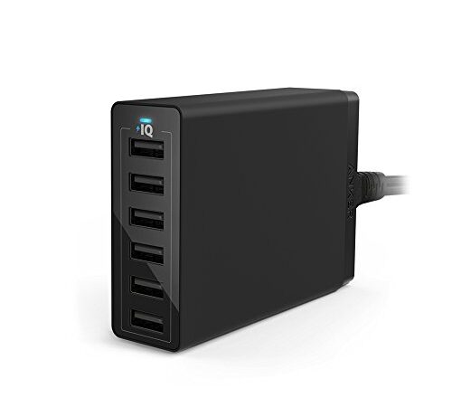 Anker PowerPort 6 (60W 6-Port USB Ladegerät) Family-Sized Desktop Ladeadapter mit PowerIQ Technologie für iPhone, iPad, Samsung, Nexus, HTC, Nokia, Motorola und weitere (Schwarz)