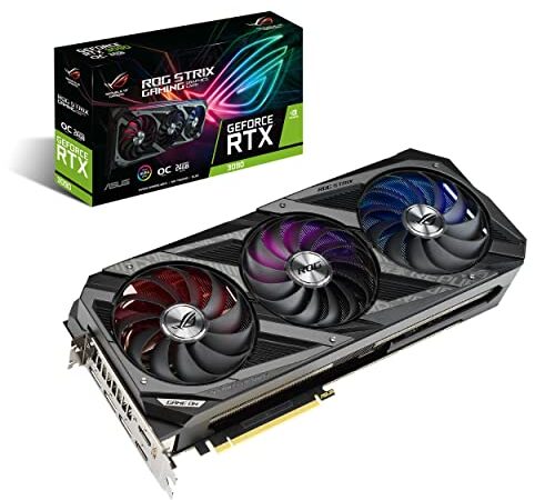 ASUS ROG Strix GeForce RTX 3090 24 GB OC Version Gaming Grafikkarte (Nvidia Ampere, PCIe 4.0, DLSS, Raytracing, GDDR6X Speicher, 2x HDMI 2.1, 3x DisplayPort 1.4a, ROG-Strix-RTX3090-O24G-GAMING)