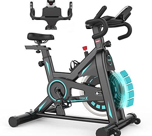 Dripex Heimtrainer Fahrrad magnetisch, Indoor Cycling Bike mit LCD-Monitor, Herzfrequenzsensor, iPad-Halterung, Belastbarkeit 150 kg Fitnessbike Zuhause