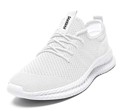 EGMPDA Damen Walkingschuhe Laufschuhe Wanderschuhe Sneaker Sport Trekking Turnschuhe Workout Jogging Outdoor Running Straßenlaufschuhe Freizeit Damen Leichtgewichts Atmungsaktiv Schuhe Weiß 36 EU