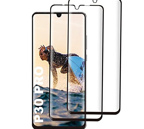 Für Huawei P30 Pro Panzerglas Schutzfolie, [2 Stück] [Case Friendly] [9D Runde Kante] [HD Clear] [Blasenfrei] Hohe Qualität Gehärtetem Glass Panzerglasfolie für Huawei P30 Pro