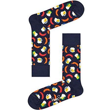 Happy Socks Unisex Beer and Sausage Socken, Navy, 4-11 (Size:41-46)