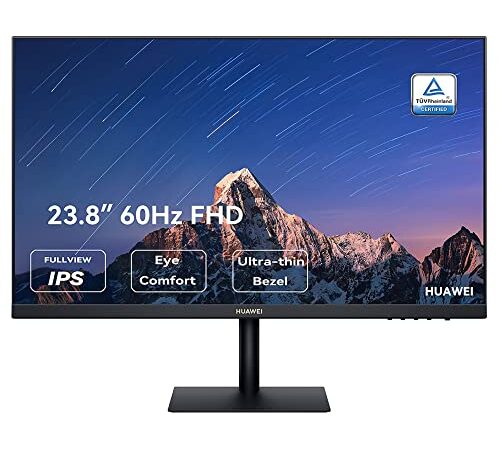 HUAWEI Display 23,8"-60Hz, 60 cm (23,8 Zoll), Full HD FullView Monitor, IPS-Panel (HDMI, 1920 x 1080, 5ms Reaktionszeit), Rahmenloses Design, Eye Comfort, Schwarz,Garantieverlängerung auf 30 Monate