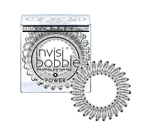 invisibobble Power Haargummis Crystal Clear I 3x transparente Haargummis Dickes Haar I extra starker Halt I das Original, designed im Herzen Münchens