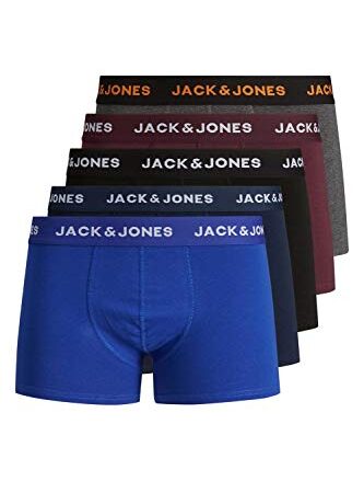 Jack & Jones Herren JACBLACK Friday Trunks 5 Pack Boxershorts, Multicolor (Black/Navy blaze) , M