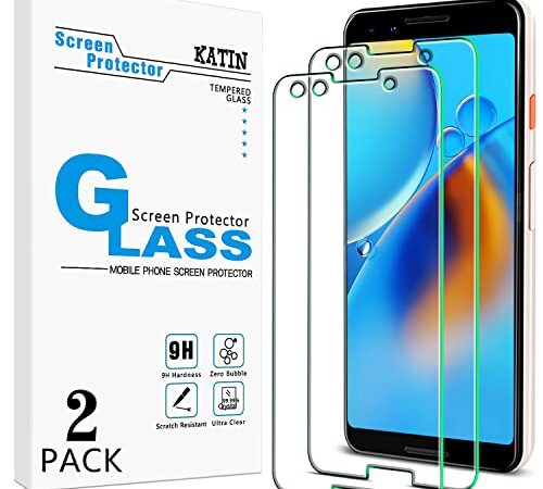 KATIN 2 Stück Schutzfolie Kompatibel mit Google Pixel 3 Glas Displayschutzfolie, 9H Härte, Hülle Freundlich, blasenfrei, HD Klar Gehärtetem Glas