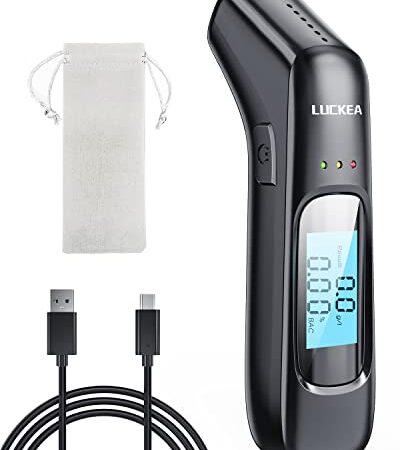 LUCKEA Alkoholtester, Professioneller Kontaktloser Alkohol Tester Promilletester, Alkoholtester Polizeigenau BAC-Tester mit LCD-Bildschirm und USB-Aufladung