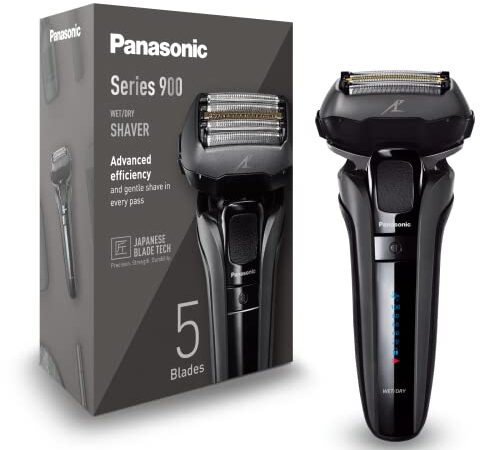 Panasonic Series 900 Premium Nass- / Trocken Rasierer ES-LV6U, 5-fach-Scherkopf mit Linearmotor, schwarz, Matt-schwarz