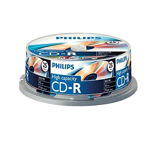 Philips CD-R Rohlinge (800 MB Data/ 90 Minuten, Multi Speed Aufnahme, 25er Spindel)