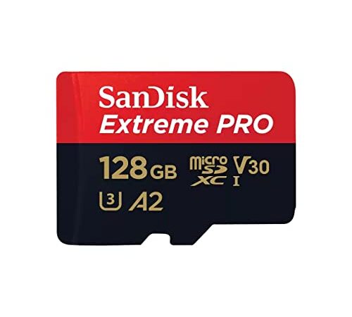 SanDisk Extreme PRO microSDXC UHS-I Speicherkarte 128 GB + Adapter & RescuePRO Deluxe (Für Smartphones, Actionkameras oder Drohnen, A2, Class 10, V30, U3, 200 MB/s Übertragung)