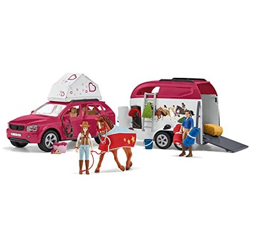 SCHLEICH 42535 Spielset - Abenteuer mit Auto und Pferdeanhänger (Horse Club), Mix