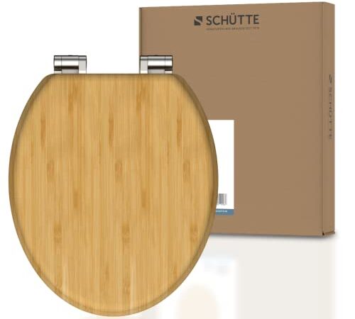 SCHÜTTE WC-Sitz BAMBOO mit Absenkautomatik, massiver Bambus Toilettendeckel, nachhaltiger Klodeckel aus Holz, Klositz aus Bambusholz, maximale Belastung Klobrille 150 kg