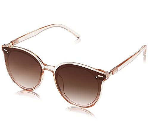 SOJOS Klassisch Retro Runde Sonnenbrille Damen Herren Groß Brille SJ2067 mit Klar Braun Rahmen/Gradiente Braun Linse