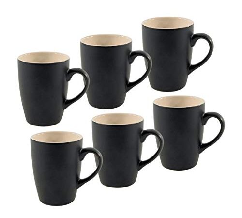 Spetebo Kaffeetasse 340 ml aus Porzellan in schwarz matt - 6er Set - Kaffeebecher Tasse Becher