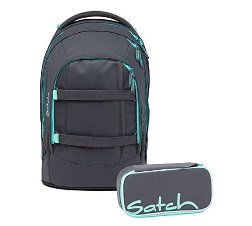 Satch Pack Schulrucksack Set 2tlg. mit Schlamperbox (Mint Phantom)