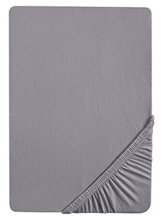 Traumhaft Schlafen - Castell - Markenbettwäsche 0077113 Spannbetttuch Jersey Stretch (Matratzenhöhe max. 22 cm) 1x 90x190 cm - 100x200 cm, silber/grau