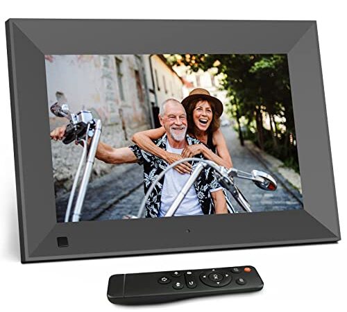BSIMB digitaler Bilderrahmen 8 Zoll HD IPS Bildschirm, elektronischer Bilderrahmen mit Fernbedienung Bewegungssensor, automatisch Drehung, Wandmontierbar, Geschenk für Familie, schwarz