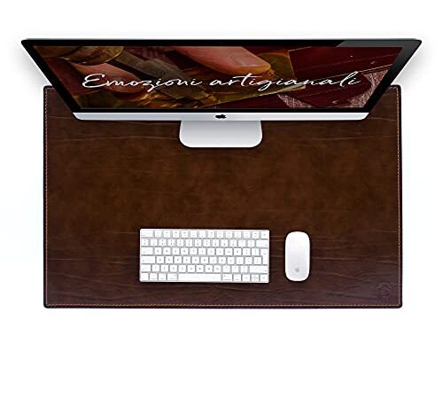 Schreibtischunterlage und Laptopmatte aus Leder handgefertigt - 80x50 cm - Made In Italy | FP Flavio Parenti – Dante (Braun)