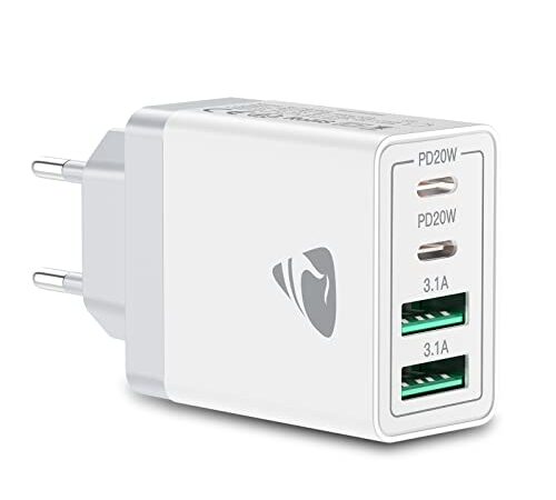 Aioneus USB C Ladegerät, 4 Ports Mehrfach Ladegerät mit USB-C und USB-A, 40W Schnellladegerät PD 3.0 Power Adapter USB Netzteil für iPhone 14 Pro Max 13 12 11 SE 2020 XS XR 8 7, iPad, Samsung, Handys