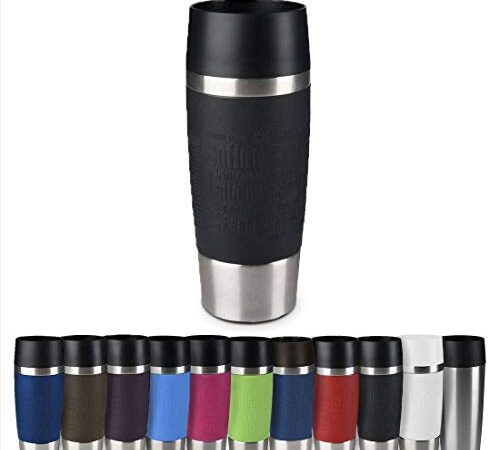 Emsa Travel Mug Classic | 360 ml | Thermobecher | Isolierbecher | hält 4h heiß/ 8h kalt | 100% dicht | auslaufsicher | Quick-Press-Verschluss | 360°Trinköffnung | schwarz | 1 Stück (1er Pack)