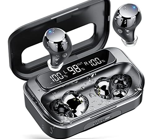 Lekaby Bluetooth Kopfhörer In Ear, Kopfhörer Kabellos Bluetooth 5.3 HiFi Stereo mit ENC Mic, 100 Std Spielzeit, LED-Digitalanzeige, IPX7 Wasserdicht Ohrhörer mit Handy-Ladefunktion für iPhone/Android