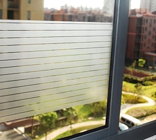 Lifetree Fensterfolie Streifen Sichtschutzfolie Selbstklebend Fenster mit statischer Haftung ohne Klebstoff Milchglasfolie Folie Anti-UV Für Zuhause Büro 128 2D Statisch Folie 45 * 200CM