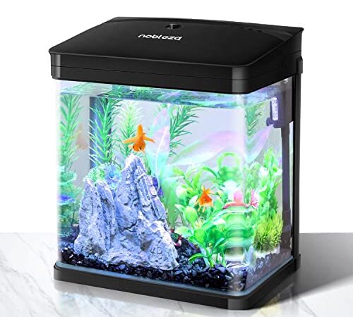 Nobleza - Nano-Fischtank-Aquarium mit LED-Leuchten & Filtersystem, tropischeAquarien, 7 Liter, Schwarz