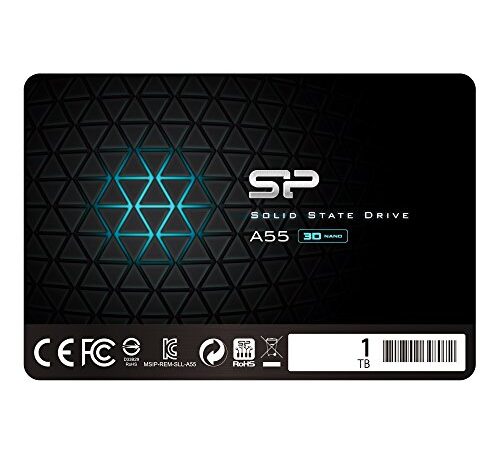 Silicon Power SSD 1TB 3D NAND A55 SLC Cache Performance Boost 2,5 Zoll SATA III 7mm (0,28") Interne SSD