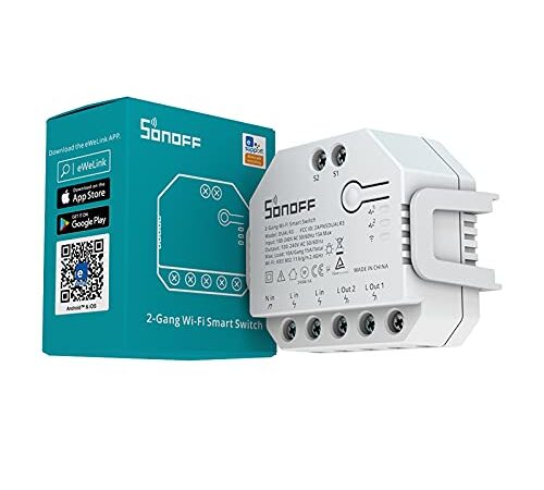 Smart Wlan Schalter Garagentor SONOFF DUAL R3, 2Wege 2Gang Schalter, mit Messfunktion, 3 Arbeitsmodi, Fernbedienung Licht, Haushaltsgeräte, Fensterläden, Rollläden ; Alexa/Google Home/Siri Supported