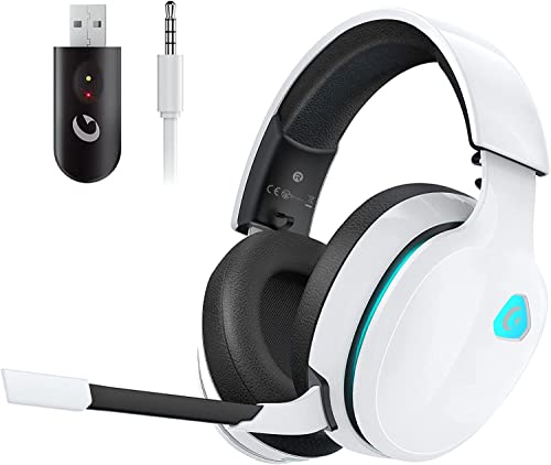 2,4 GHz Wireless Gaming Headset für PC, PS4, PS5, Mac, Nintendo Switch, Bluetooth Kabelloses Gaming Kopfhörer mit abnehmbarem Mikrofon mit Geräuschunterdrückung, 3,5 mm Kabelmodus für die Xbox-Serie…
