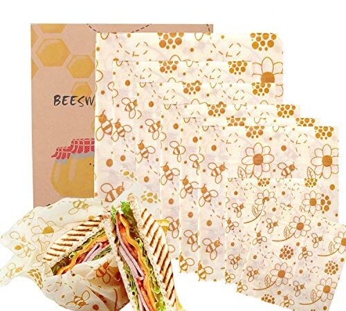 BALFER Bienenwachs-Wraps 8er-Set, Wachspapier Bienenwachstücher aus natürlichem Bienenwachs und Öko-Tex Baumwolle, für natürliche Lebensmittelaufbewahrung, Keine Abfälle.