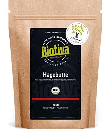 Biotiva Hagebuttenpulver Bio 1 kg - Hagebutten aus Europa - Rosa Canina - in Deutschland frisch gemahlen, abgefüllt und kontrolliert (DE-ÖKO-005)