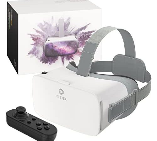 DESTEK V5 VR Brille für Handy, 110° FOV HD Anti-Blaulicht Virtual Reality Geschenke VR Headset mit Bluetooth-Fernbedienung für iPhone Samsung Android 4,7-6,8 Zoll-Bildschirm