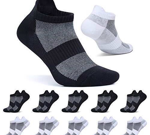 FALARY Kurze Socken Damen 39-42 Sneaker Socken Herren Sportsocken Schwarz Weiß 10 Paar Baumwolle Atmungsaktive Laufsocken Unisex