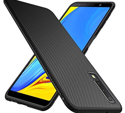 GEEMAI Samsung Galaxy A7 2018 Hülle, [Schwarz Soft Hülle] Ultra Thin Silikon Schutzhülle Tasche Soft TPU Hüllen Handyhülle für Samsung Galaxy A7 2018 Smartphone