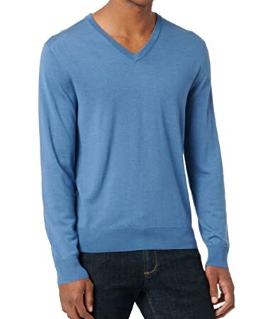 Hackett London Herren GMD Merino Silk V NCK Pullover Sweater, Blue (Horizon Blue), XXL