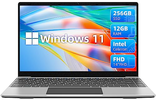 Jumper Laptop Windows 11, 12GB DDR4 RAM 256GB SSD, Intel J4105 Quad-Core Prozessor, Notebook 14 Zoll IPS Full HD, 1920 x 1080, 2.4G/5G WiFi, USB 3.0, Bluetooth 4.0, Grau