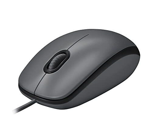 Logitech M100 Kabelgebundene USB-Maus, 3 Tasten, 1000 DPI Optical Tracking, Für Links- und Rechtshänder, Kompatibel mit PC, Mac, Laptop - Schwarz