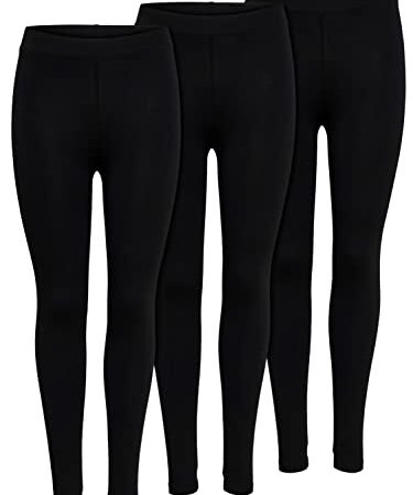 ONLY 3er Pack Leggings für Damen in schwarz - Blickdicht - Für Freizeit, Sport, Yoga oder Fitness aus 95% Baumwolle 15209151 (XL, Schwarz (2017))