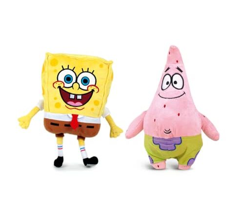 Play by Play Packung mit 2 Plüschtieren, SpongeBob (17 cm) + Patrick (24 cm)