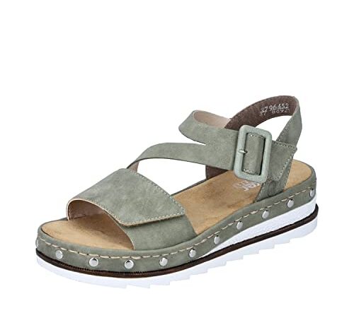 Rieker Damen V7964 Sandalen, grün, 40 EU