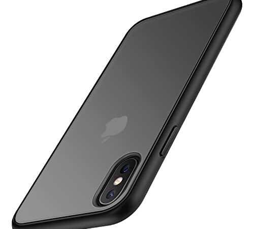 TENDLIN Kompatibel mit iPhone XS Max Hülle Matte Transluzent Kratzfest PC Rückseite und TPU Stoßstange Schutz Handyhülle iPhone XS Max - Schwarz