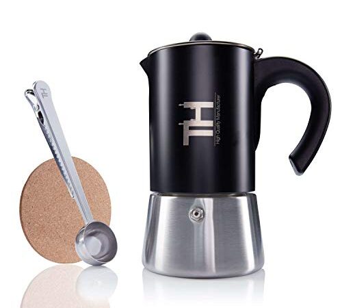 Thiru Espressokocher 6 Tassen Induktion - Premium Mokkakanne aus Edelstahl inkl. Toolset - für alle Herdarten - ohne Beschichtung