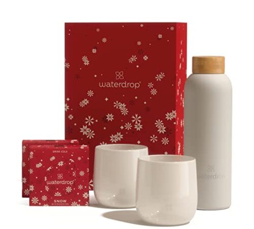 waterdrop® Frühlings Geschenkset 2023 Large | Limited Edition mit 1 Edelstahl Flasche & SNOW Microdrinks & Accessoires | Premium Inhalt, Überraschungsbox, Ideen Frauen Männer