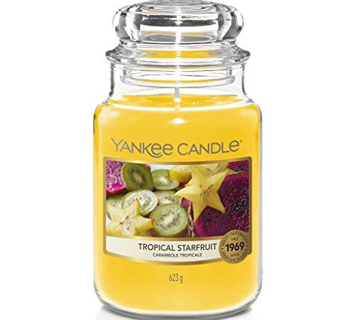 Yankee Candle Tropical Starfruit, von der Sonne geküsst, süße Note von Saftiger Sternfrucht, Ananas und Zitrone, Brenndauer 110-115 Stunden, Classic Large Jar